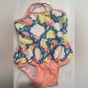 Ruffle Butts Blue and Pink Floral One Piece